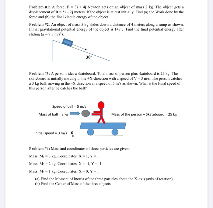 Solved Problem #1: A force, F-3i + 4j Newton acts on an | Chegg.com