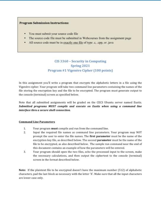 Solved Program Submission Instructions: You must submit your | Chegg.com