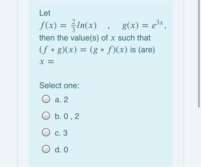 Let F X N X G X 23x Then The Value S Of X Chegg Com