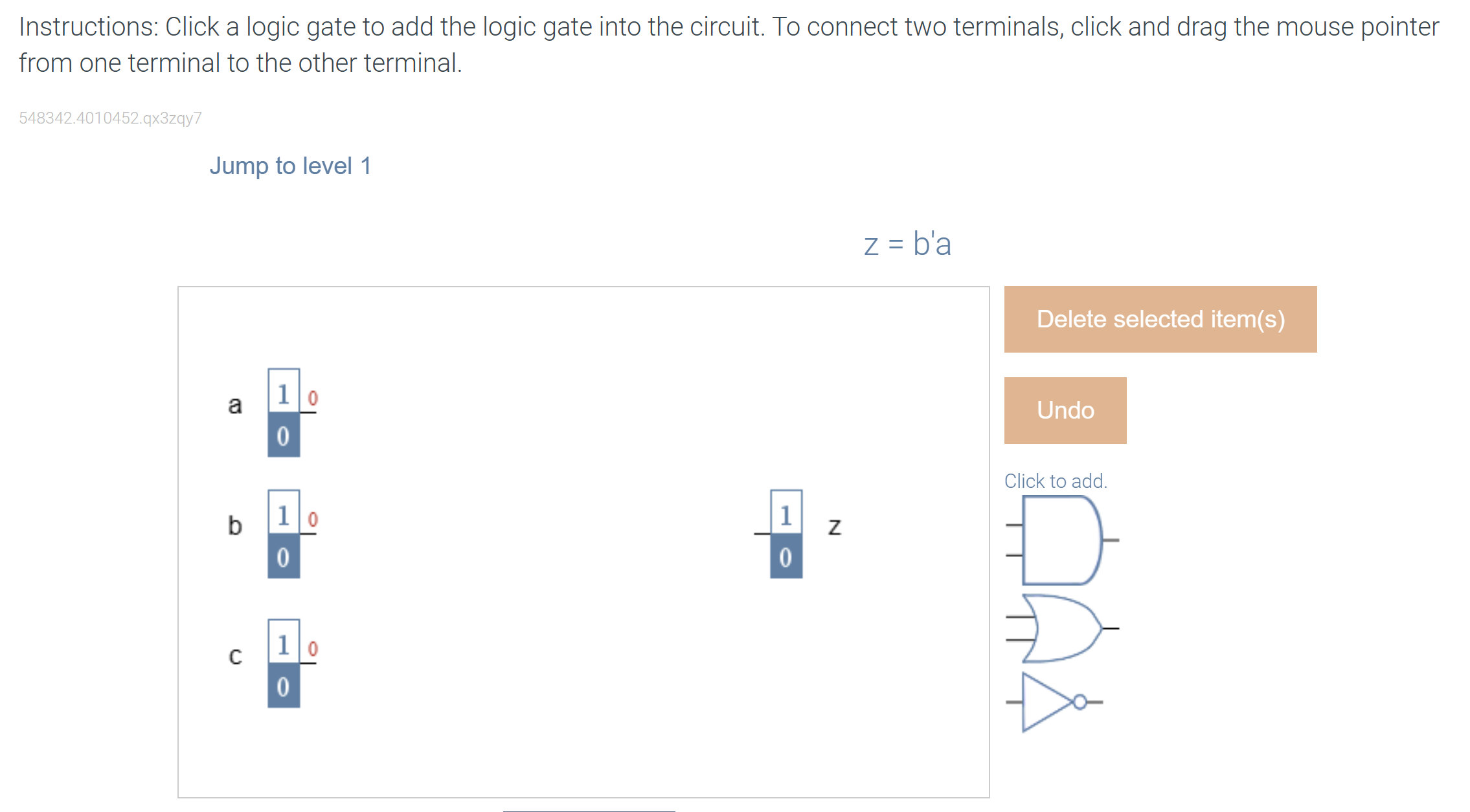 Solved Instructions: Click a logic gate to add the logic | Chegg.com