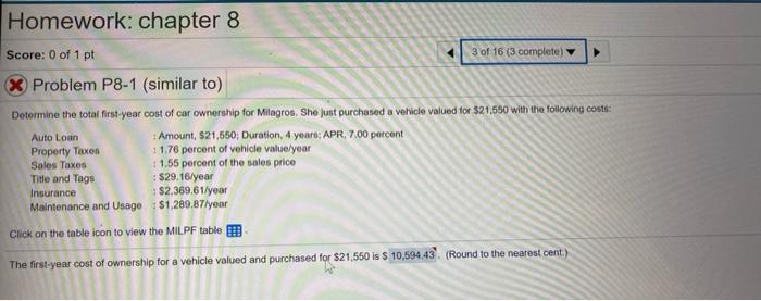 Solved Homework: chapter 8 Score: 0 of 1 pt 3 of 16 (3 | Chegg.com