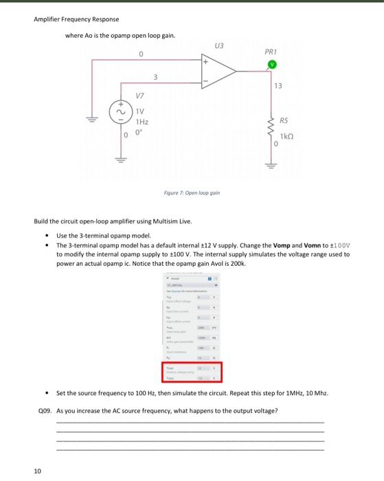 Solved Amplifier Frequency Response where Ao is the opamp | Chegg.com
