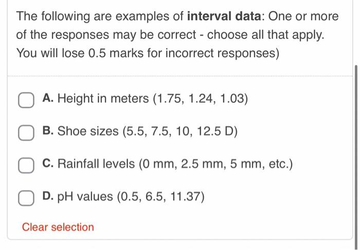 Solved The following are examples of interval data: One or | Chegg.com