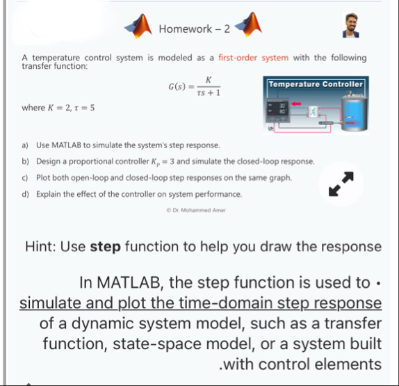 Solved Homework - 2A temperature control system is modeled | Chegg.com