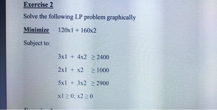 Solved Exercise 2 Solve The Following LP Problem Graphically | Chegg.com