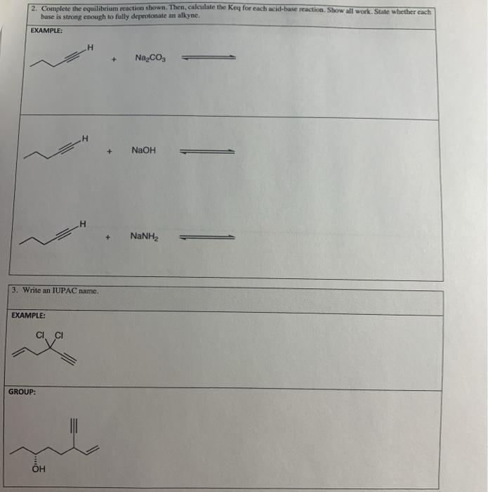 Solved 2. Complete the equilibrium reaction shown. Then, | Chegg.com