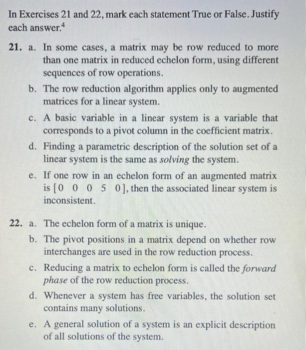 Solved In Exercises 21 and 22 mark each statement True or Chegg