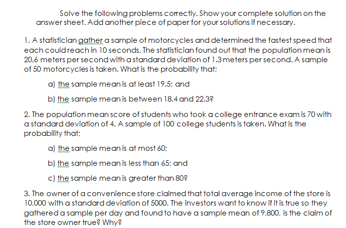 Solved Subject: Statistics and Probability Lesson: Sampling | Chegg.com