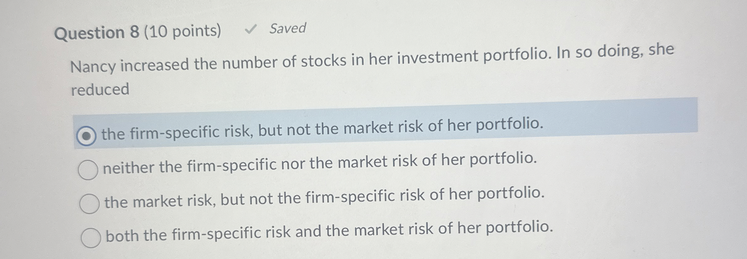 Solved Question 8 (10 ﻿points) ﻿SavedNancy increased the | Chegg.com