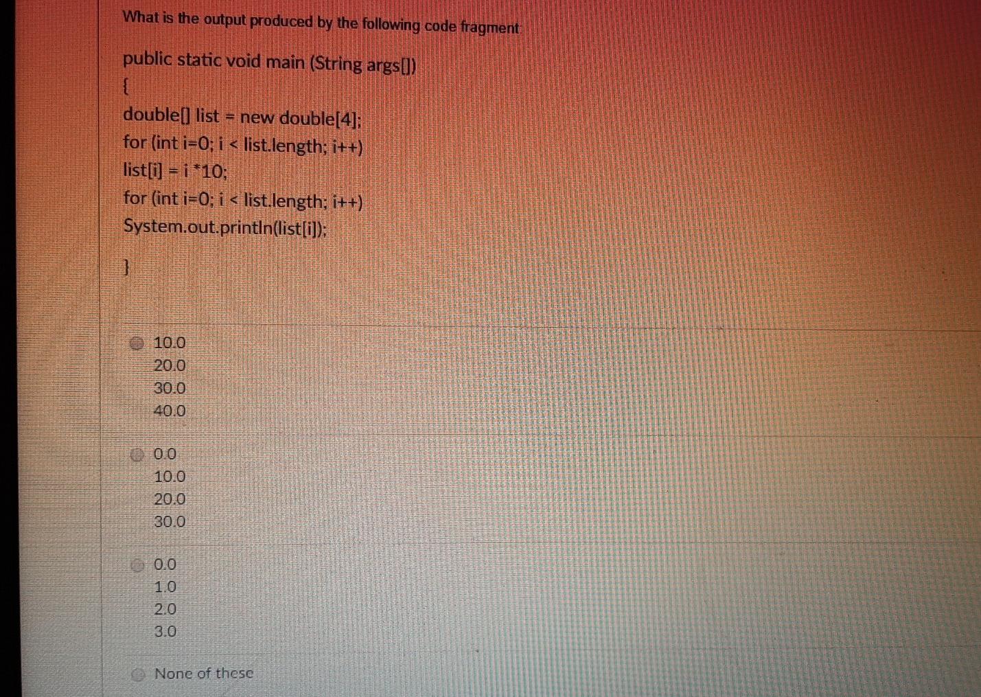 Solved What is the output produced by the following code | Chegg.com