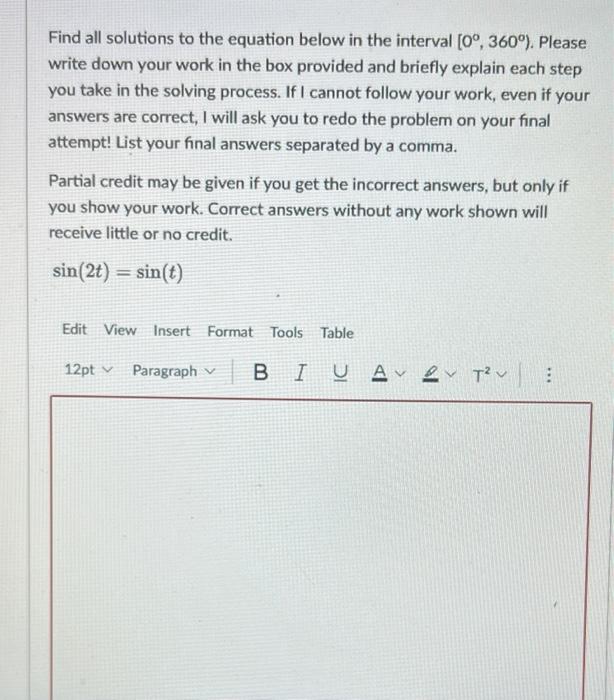 Solved Find all solutions to the equation below in the | Chegg.com