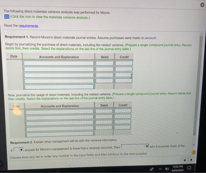 Solved The following direct materials variance analysis was | Chegg.com