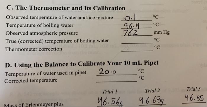 Solved °C °C C. The Thermometer And Its Calibration Observed | Chegg.com