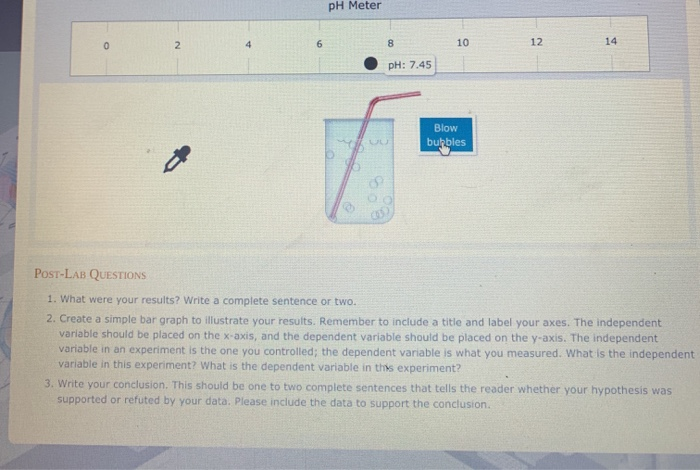 Solved experiment ph meter ph blow bubbles post lab chegg