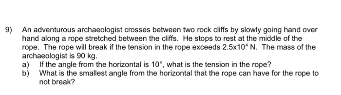 Solved An Adventurous Archaeologist Crosses Between Two Rock | Chegg.com