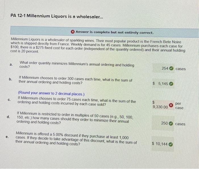 Solved PA 121 Millennium Liquors is a wholesaler... Answer