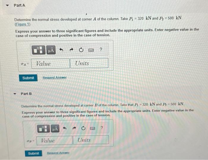 Solved Determine the normal stress developed at corner A of | Chegg.com