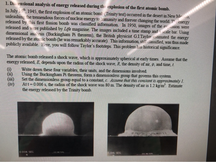 Solved 1. Diensional analysis of energy released during the | Chegg.com
