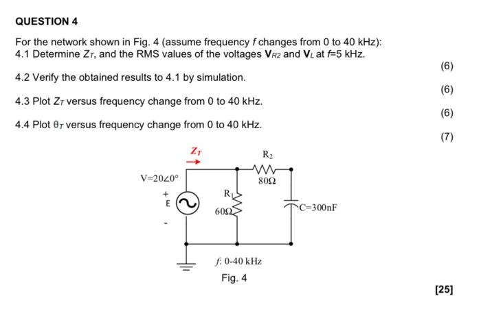 Solved (6) QUESTION 4 For the network shown in Fig. 4 | Chegg.com