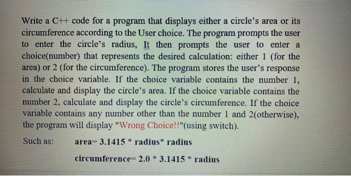 Solved Write a CH code for a program that displays either a | Chegg.com