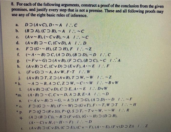 Solved Understanding Symbolic Logic Question 8, problems j., | Chegg.com