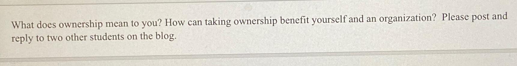 Solved What does ownership mean to you? How can taking | Chegg.com