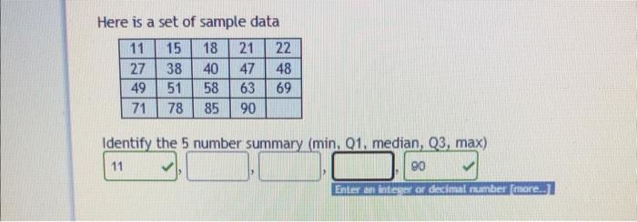 Solved Here Is A Set Of Sample Data Identify The 5 Number