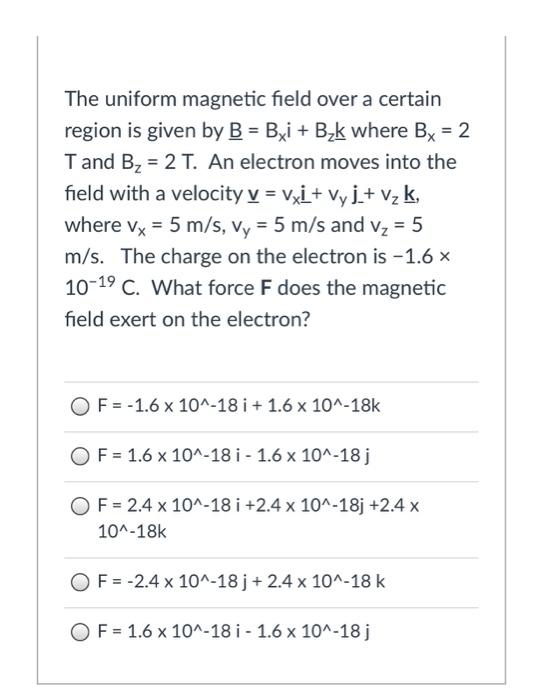 Solved The uniform magnetic field over a certain region is | Chegg.com