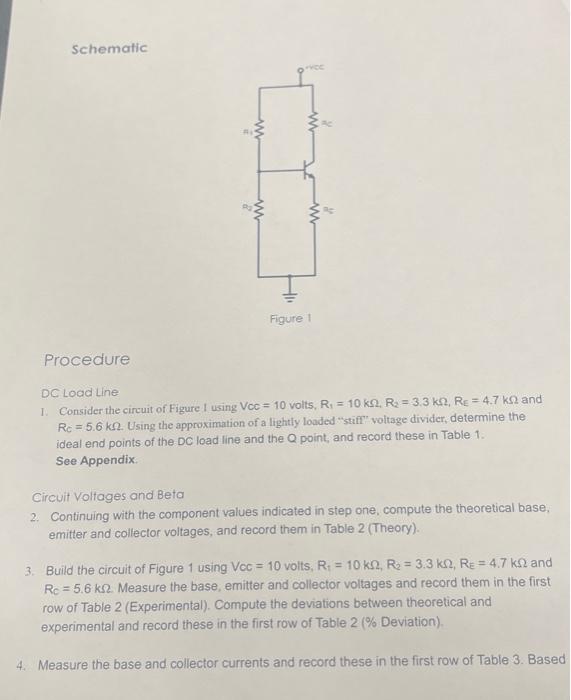 Solved Schematic Procedure DC Load Line 1. Consider the