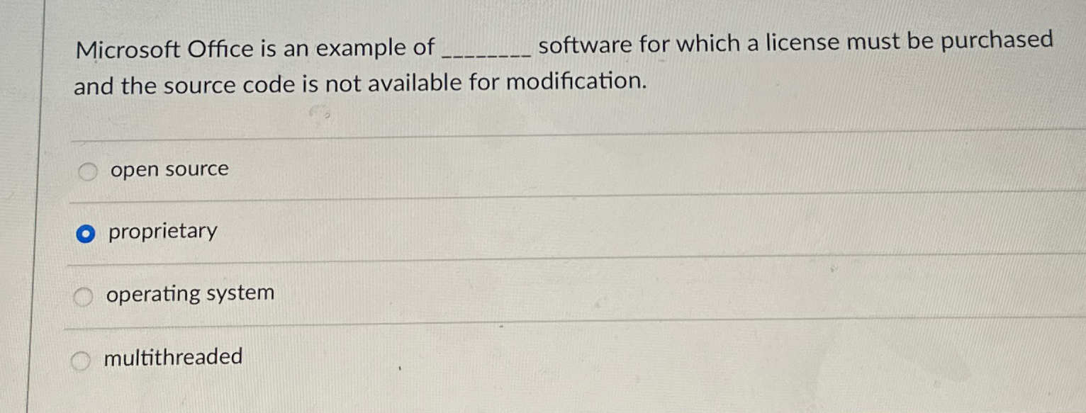 Solved Microsoft Office is an example of ﻿software for | Chegg.com