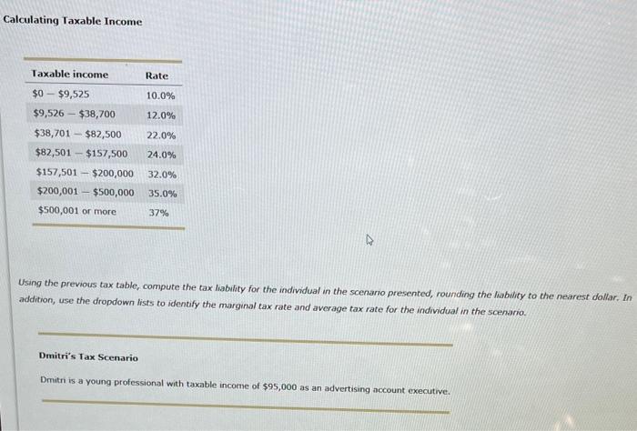 Solved Calculating Taxable Income Using the previous tax | Chegg.com