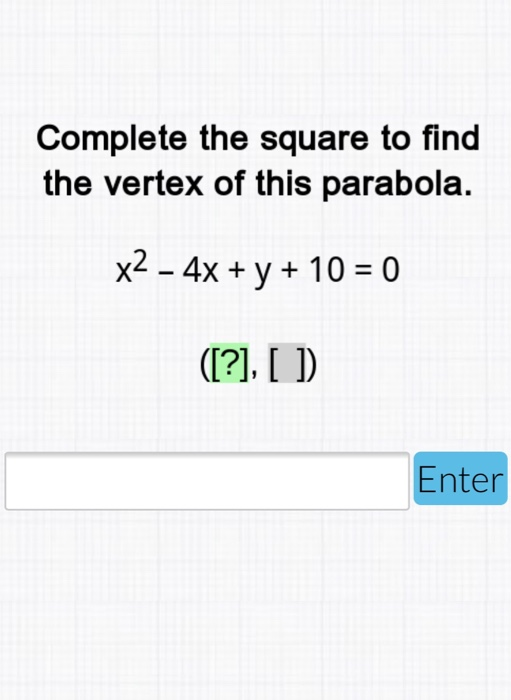 Solved Complete The Square To Find The Vertex Of This Chegg Com