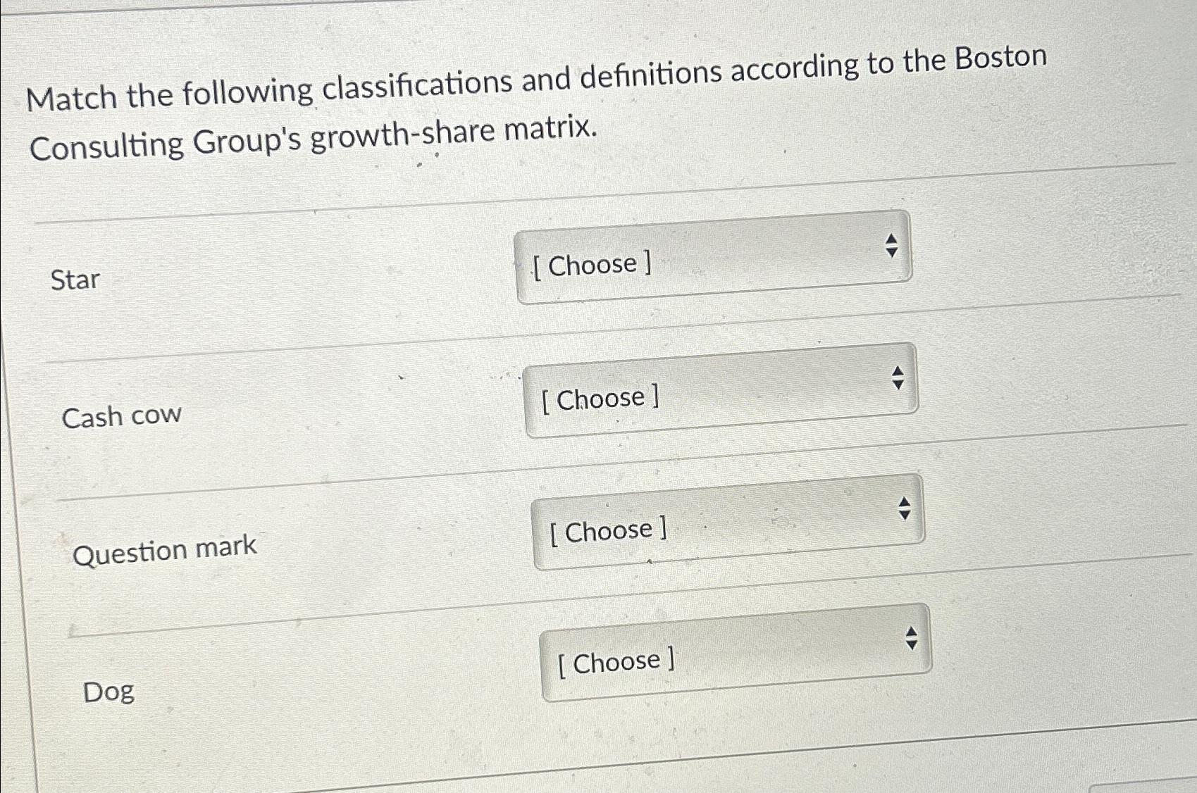 Solved Match The Following Classifications And Definitions | Chegg.com