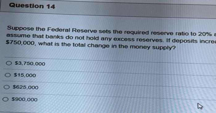 Solved Suppose The Federal Reserve Sets The Required Reserve | Chegg.com