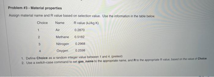 Solved Problem \#3 - Material properties Assign material | Chegg.com