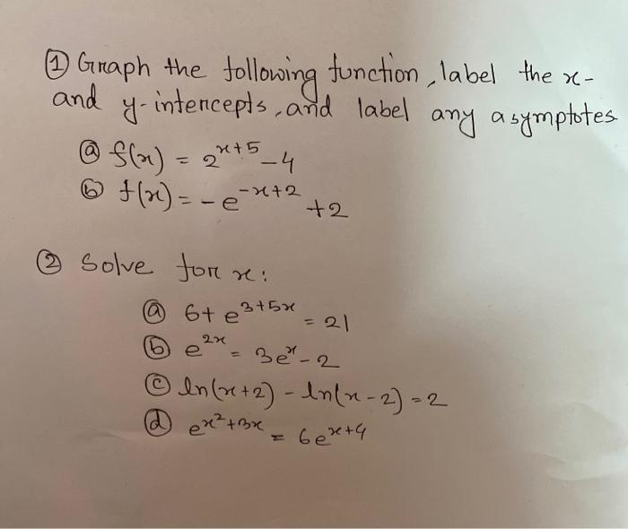 Solved C Graph The Following Function Label The X And Y Chegg Com