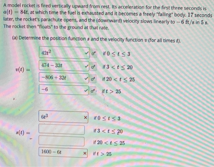 Solved A model rocket is fired vertically upward from rest.