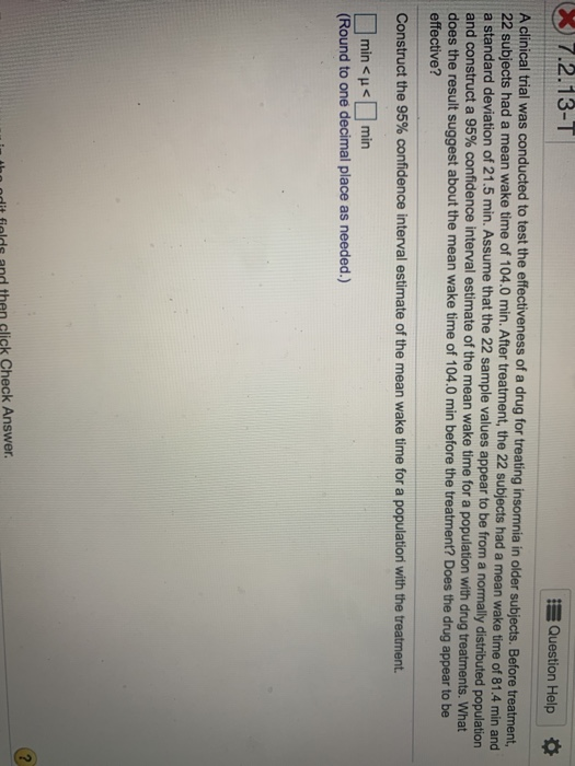 Solved 7.2.13-1 Question Help A clinical trial was conducted | Chegg.com