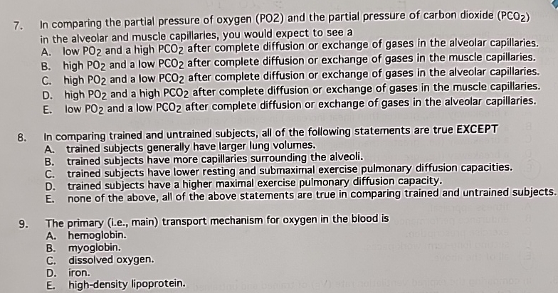 Solved In comparing the partial pressure of oxygen (PO2) | Chegg.com