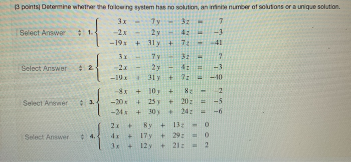 Solved (3 points) Determine whether the following system has | Chegg.com