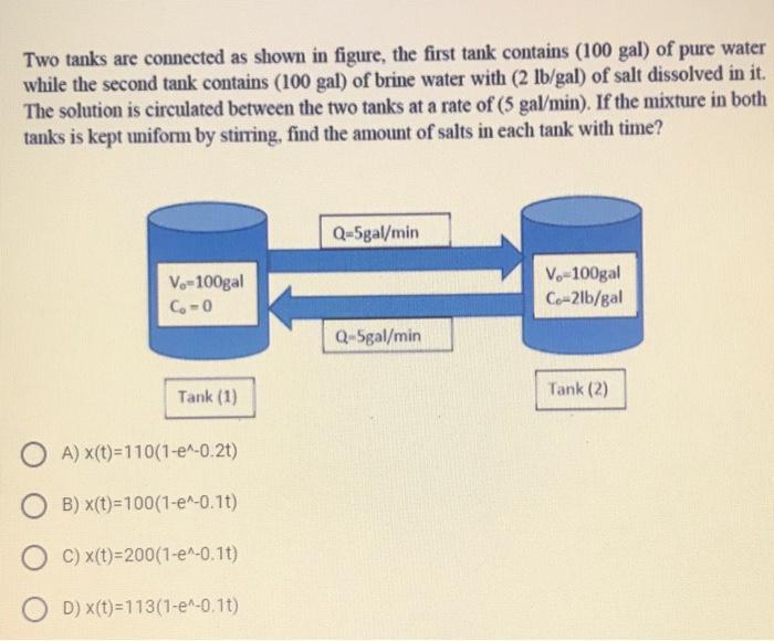 Solved Two Tanks Are Connected As Shown In Figure, The First | Chegg.com