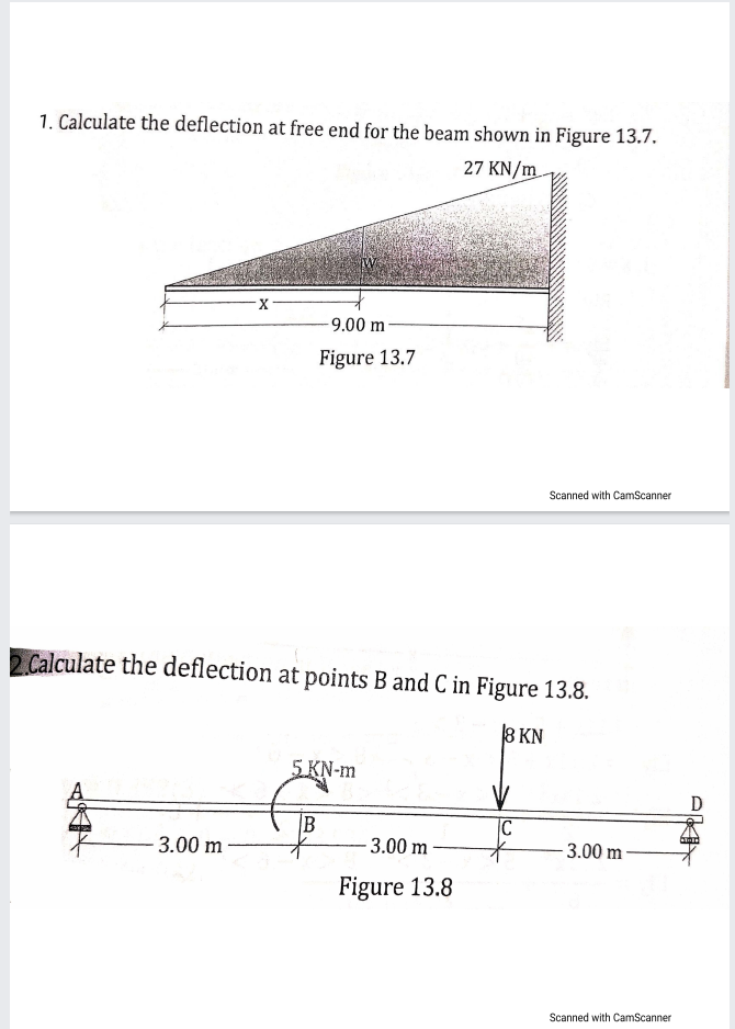 Solved 1. Calculate the deflection at free end for the beam | Chegg.com