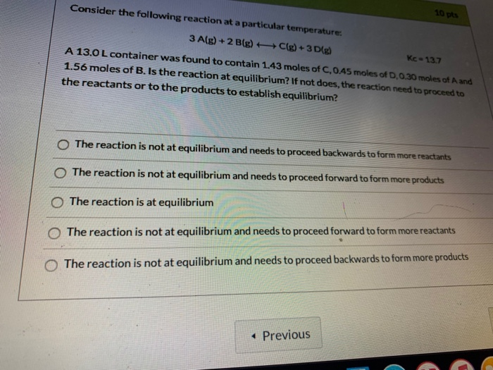 Solved Consider the following reaction at a particular | Chegg.com