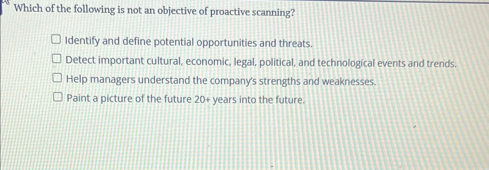 Solved Which of the following is not an objective of | Chegg.com