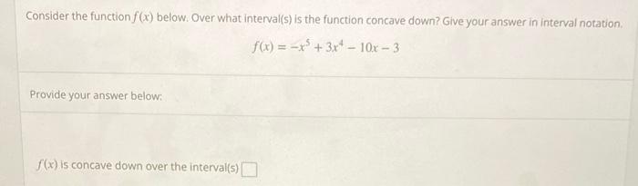 Solved Consider the function f(x) below. Over what | Chegg.com