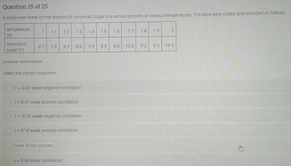 Solved Question 12 of 25 Which of the following values of | Chegg.com