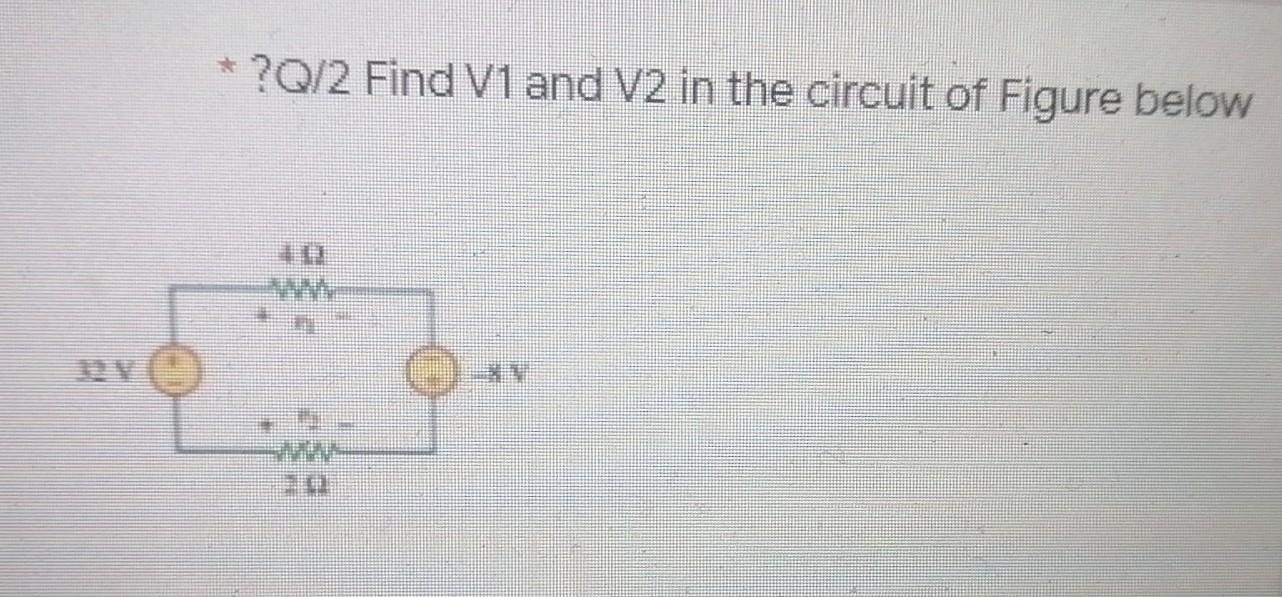 Solved * ?Q/2 Find V1 and V2 in the circuit of Figure below | Chegg.com