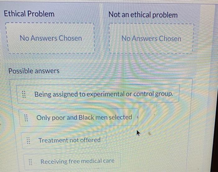 Solved Ethical Problem Not an ethical problem No Answers | Chegg.com