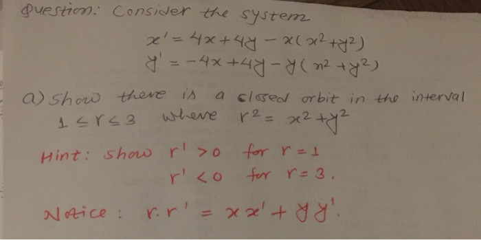 Solved Question Consider The System X 4x 44 X X2 72 Y Chegg Com