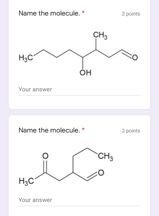 Solved Name The Molecule. * 2 Points CH3 H3C O OH Your | Chegg.com